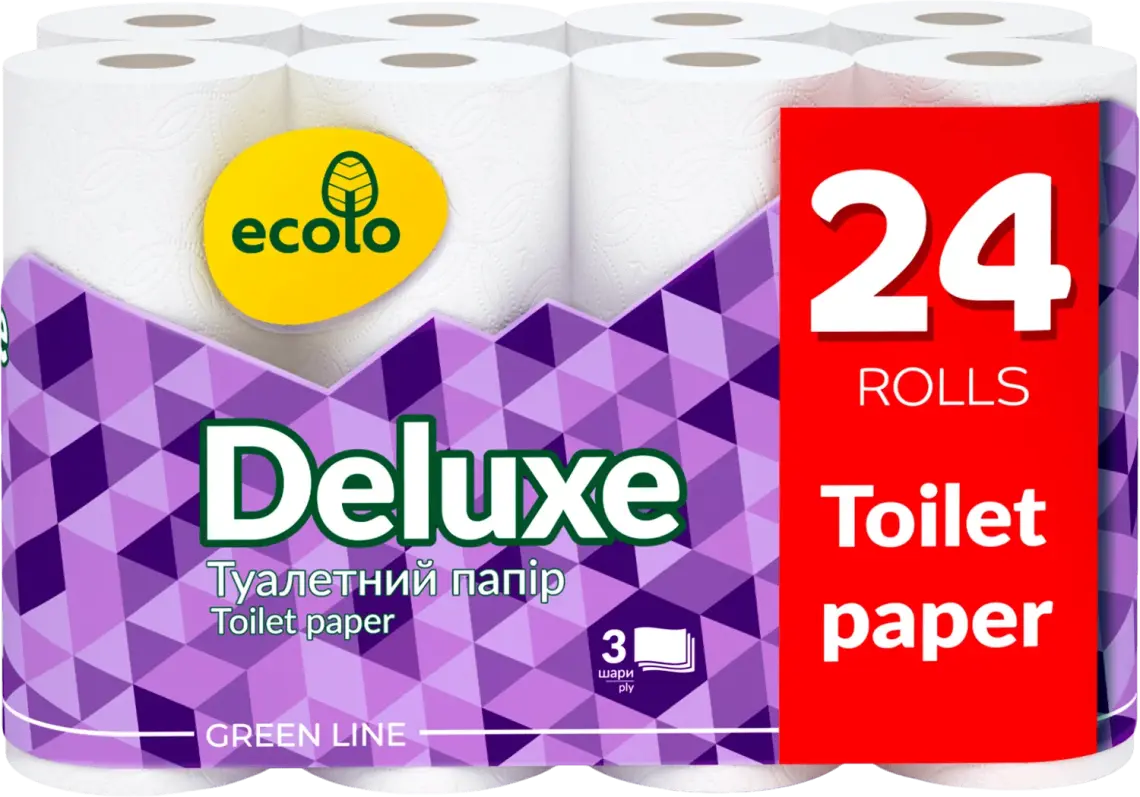 Туалетний папір Ecolo Deluxe 3-шаровий 24 шт
