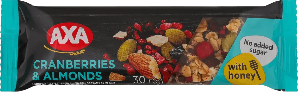 Батончик AXA з журавлиною, мигдалем, злаками та медом 30 г