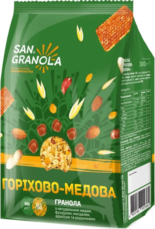 Гранола San Grano горіхово-медова 300 г
