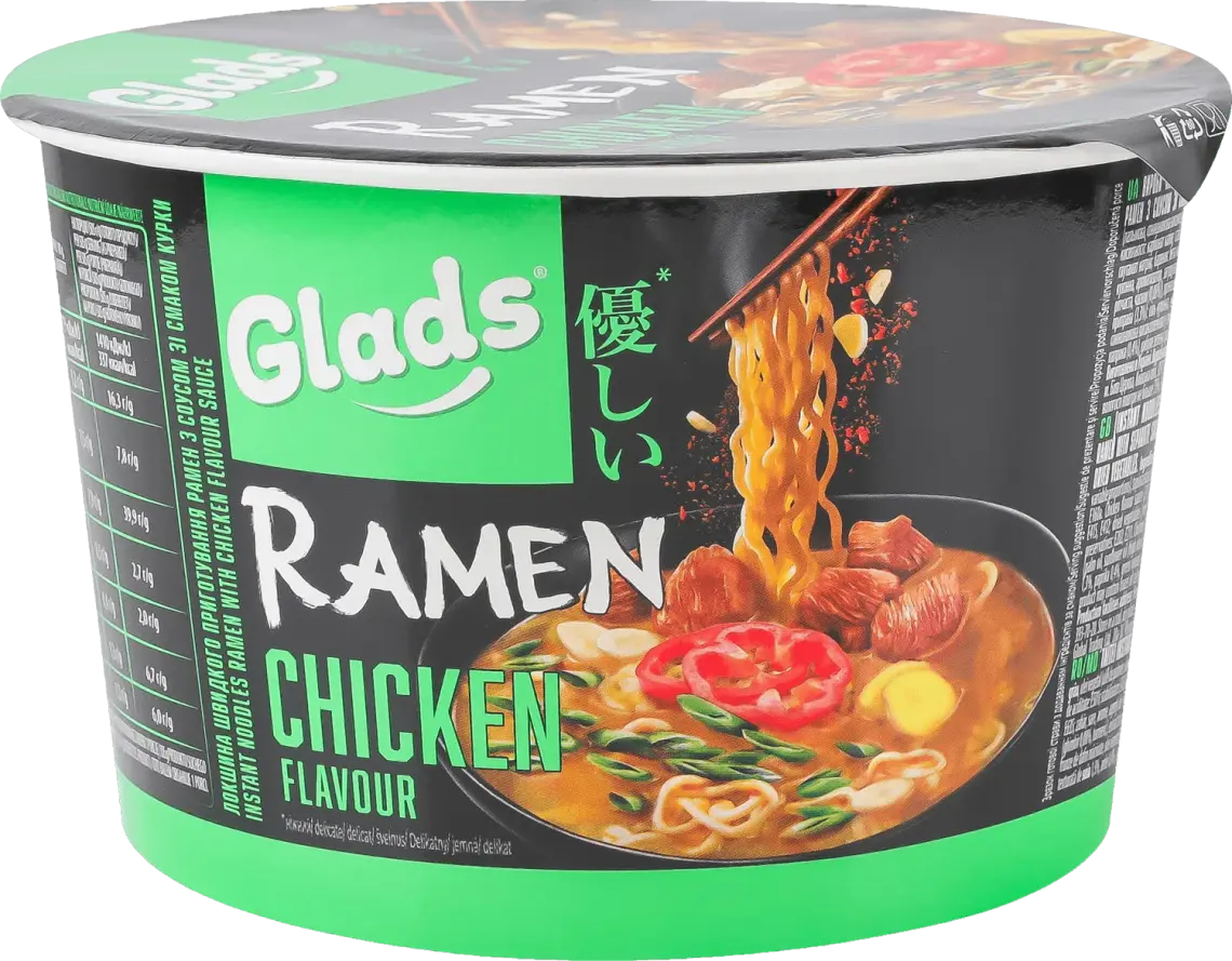 Локшина швидкого приготування Glads Рамен з соусом зі смаком курки чаша 105 г