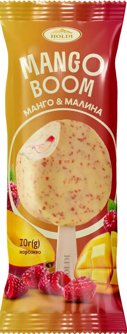 Морозиво Holdі Mango Bomm манго-малина в білій глазурі 70 г