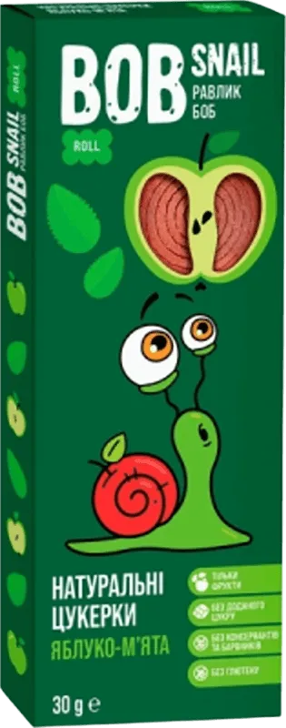 Цукерки Bob Snail натуральні Яблучні з М`ятою 30 г