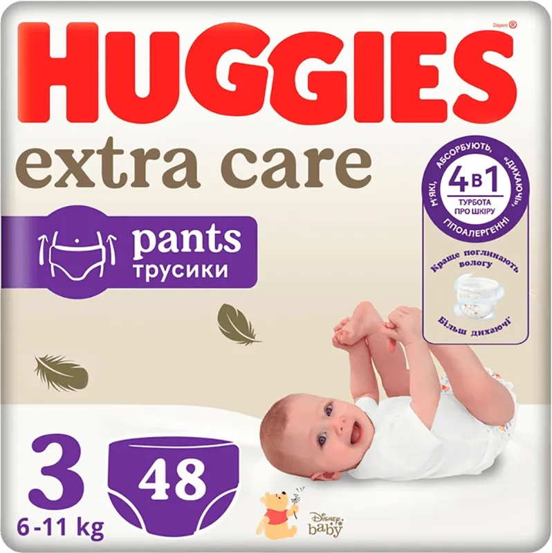 Підгузники-трусики Huggies Extra Care Mega 3 (6-11 kg) 48 шт