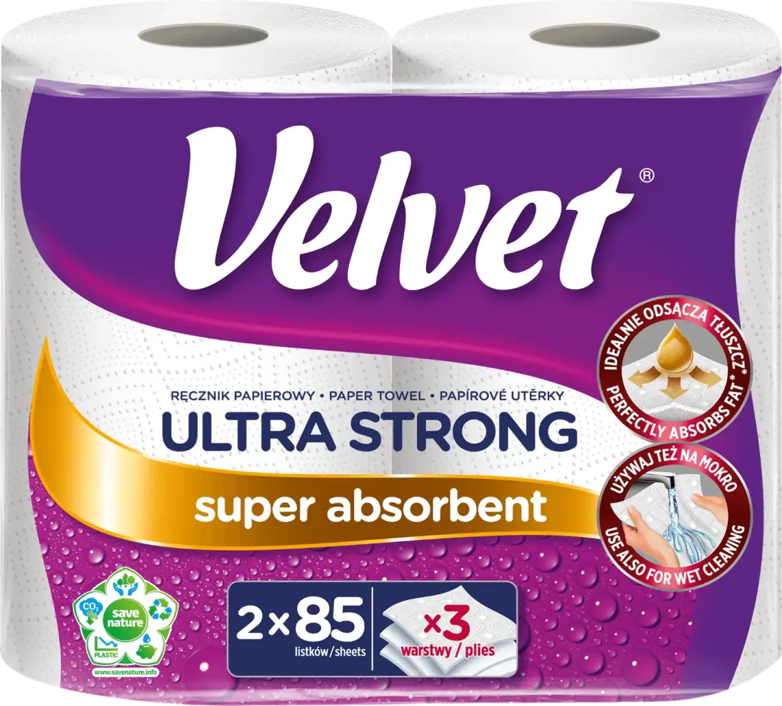 Рушник паперовий Velvet Ultra strong 3-шаровий 2 рулони