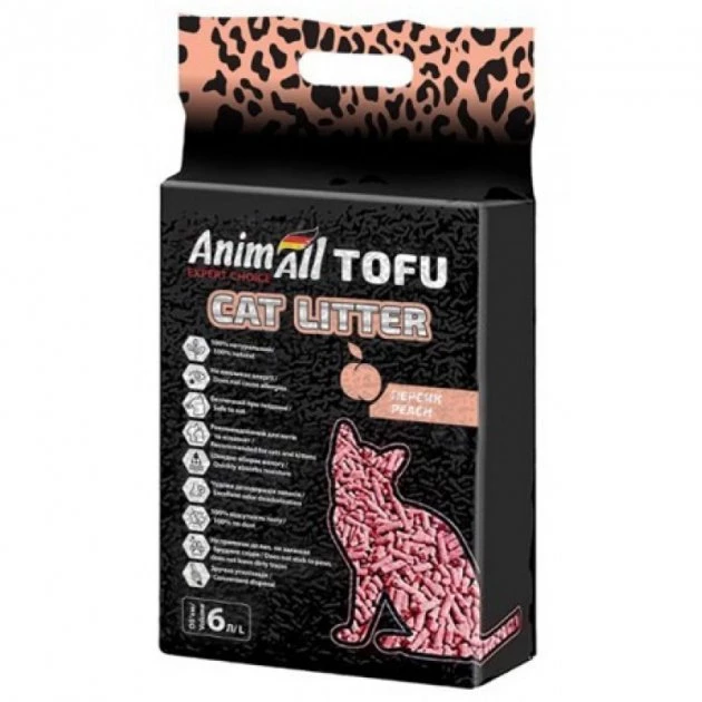 Наповнювач для котячого туалету AnimAll TOFU соєвий, аромат персик, 2,6 кг/6 літрів (67002)