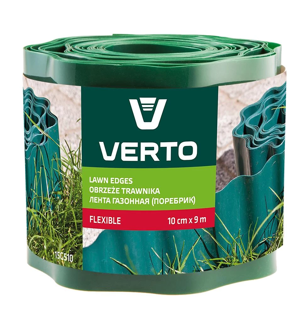 Стрічка Verto газонна 10 см x 9 м, зелена