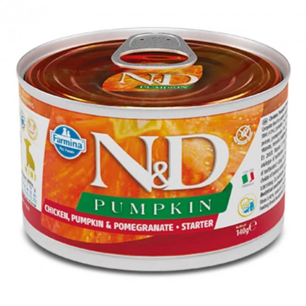 Корм вологий для дорослих собак дрібних порід Farmina N&D Grain Free Pumpkin Chicken Adult Mini з гарбузом, куркою і гранатом, 140 г (160586)