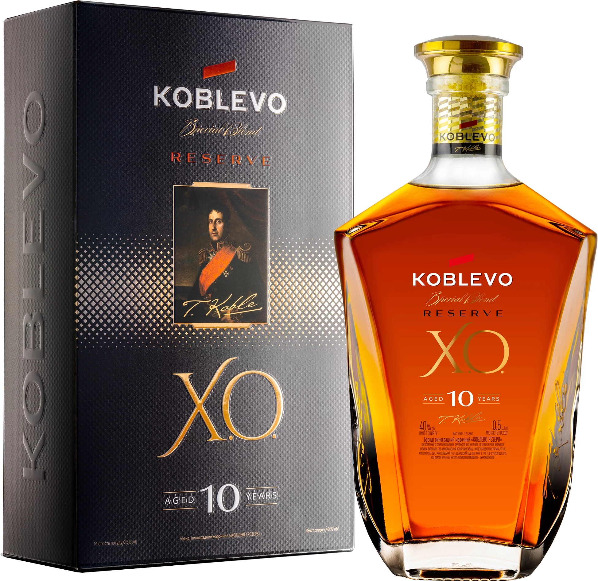 Бренді Koblevo Reserve XO, 10 років витримки, 40%, 500 мл