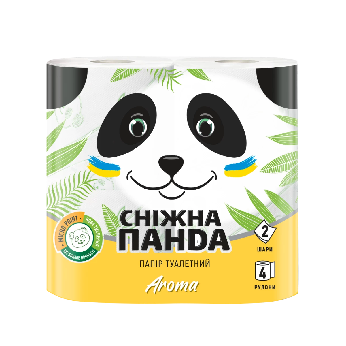 Папір туалетний 2-х шаровий Aroma Сніжна панда 4шт