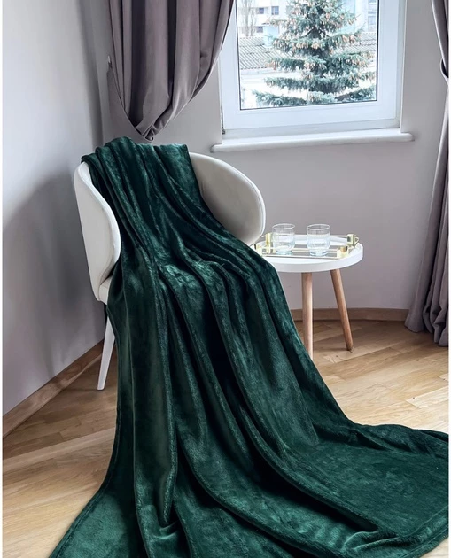 Плед Emily Manner Фліс велсофт Dark Green Полуторний 150х200 см (94326222)