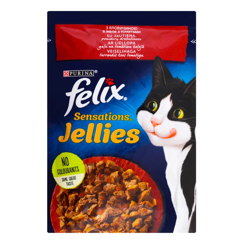 Корм вологий для котів Purina Felix Sensations з яловичиною і томатами, 85 г (7613039831724)