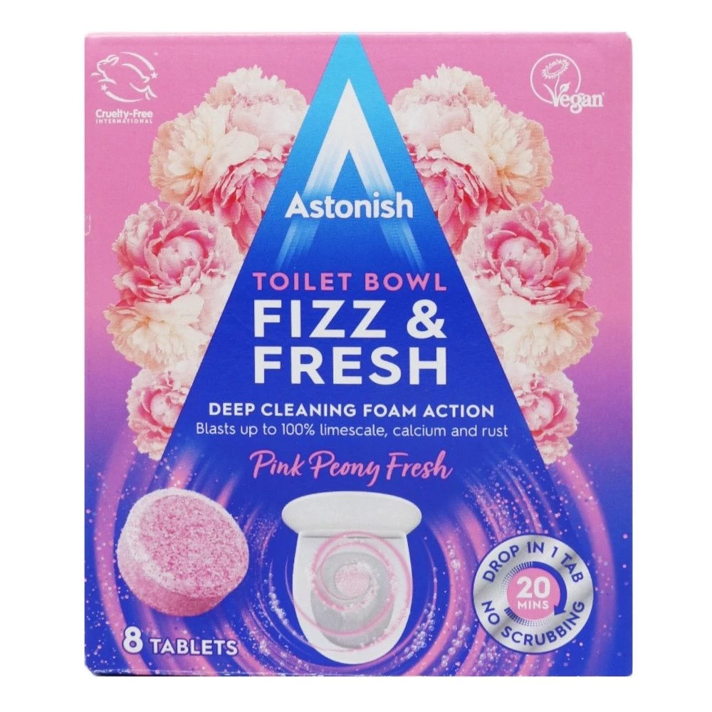Таблетки для чищення унітазів Astonish Fizz&Fresh з ароматом півонії 8 шт (5060060212633)