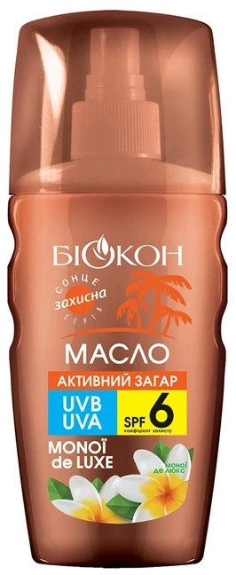 Олія Активна засмага Біокон Моной де люкс SPF-6, 160 мл