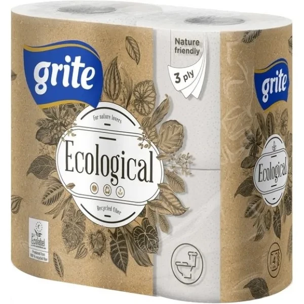 Туалетний папір Grite Ecological Plius 3 шари 4 рулони (4770023350227)