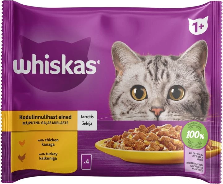 Набір корму вологого для котів Whiskas курка, індичка в желе 85 г х 4 шт (4770608263676)