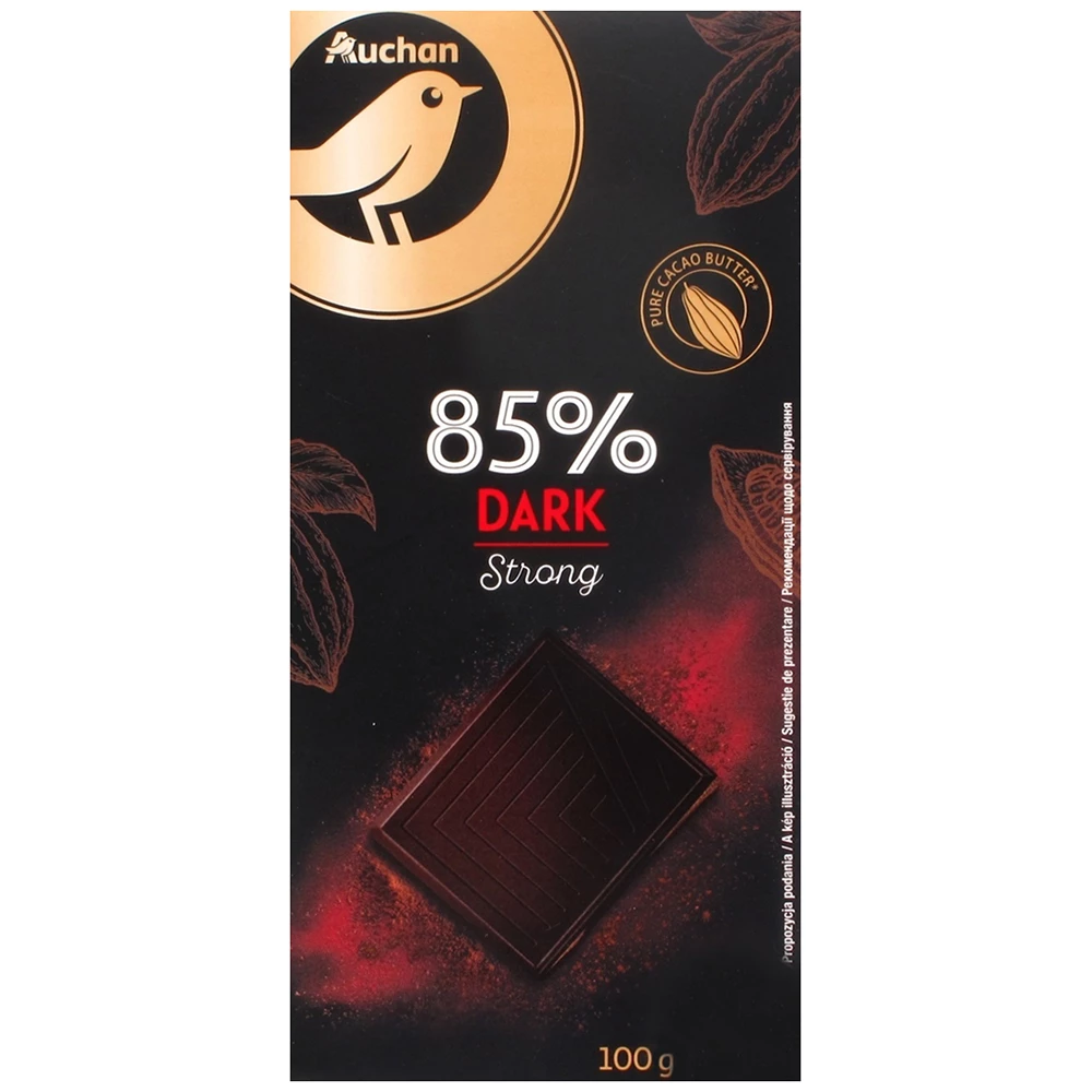 Шоколад чорний Auchan гіркий 85% 100 г (3245678047095)