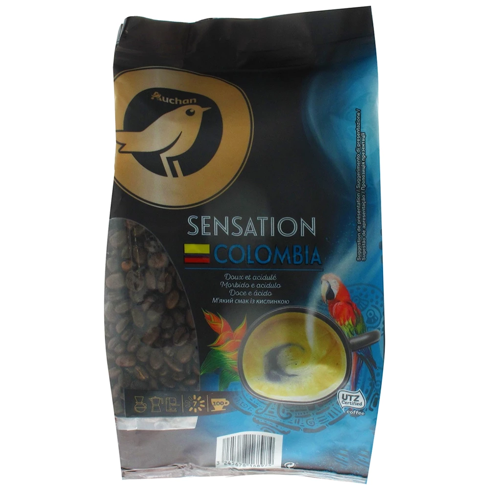Кава Auchan Sensation Colombia в зернах 500 г (3245678168974)