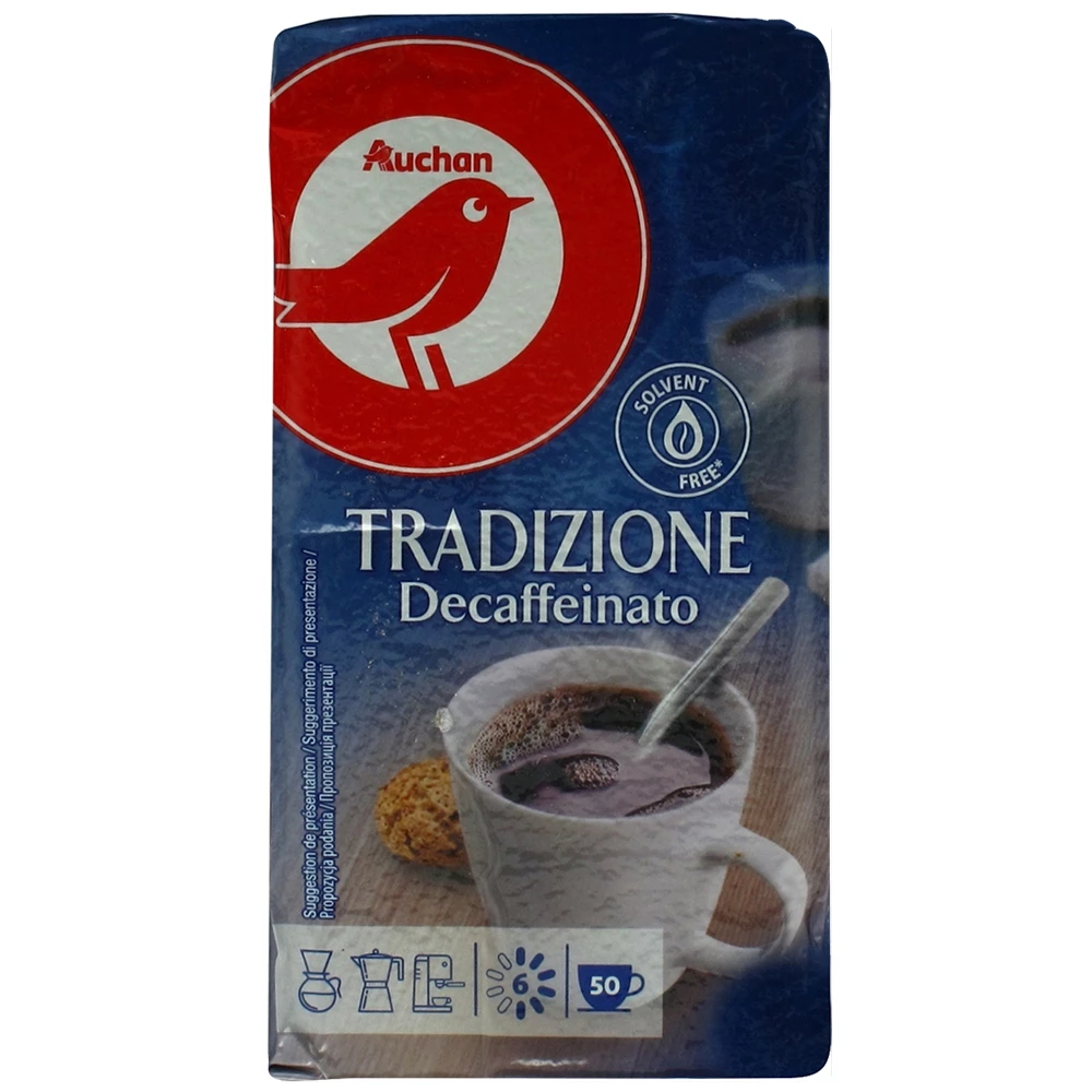 Кава Auchan Tradizione Decaffeinato мелена Без кофеїну 250 г (3245678169155)