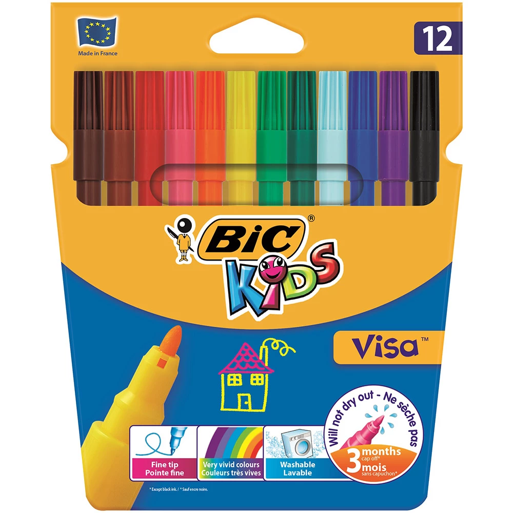 Набір кольорових фломастерів Bic Visa, 12 шт.