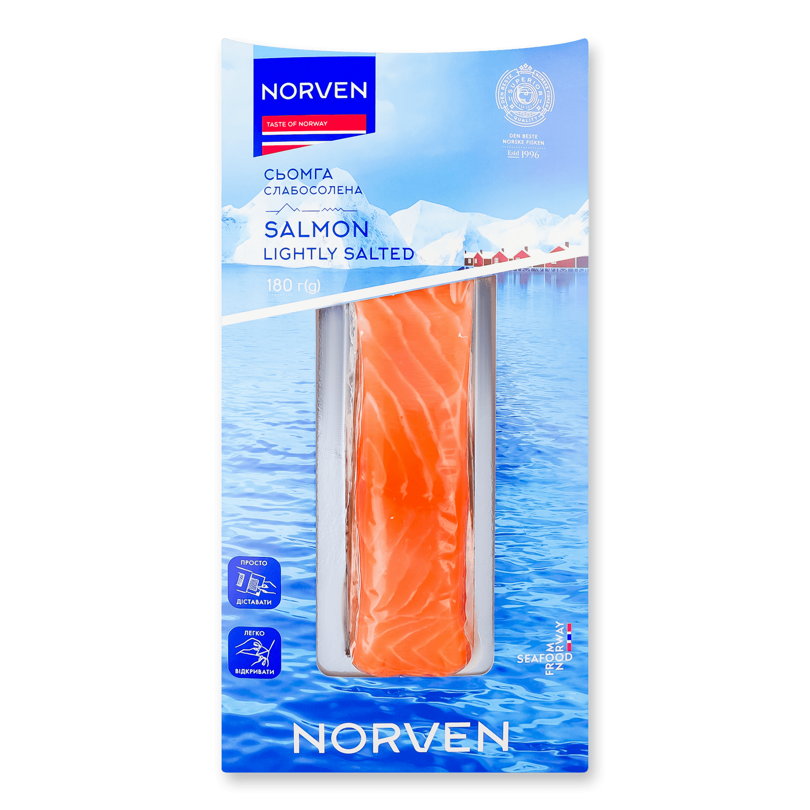 Сьомга Norven слабосолена філе шматок, 180г