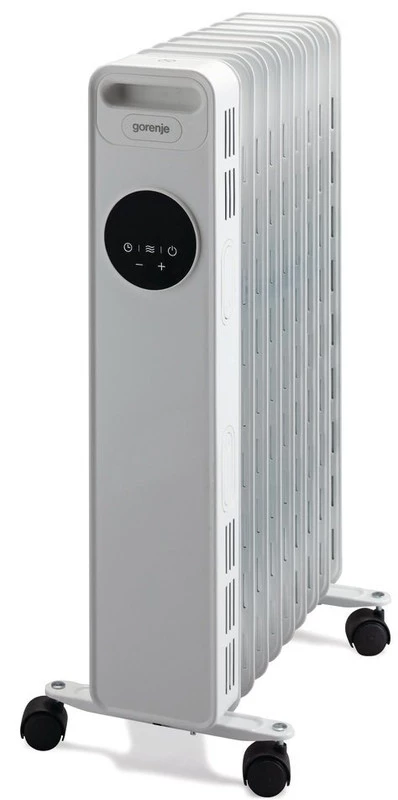 Обігрівач оливний Gorenje, 15м2, 2000Вт, електр. упр-ння, 9 секцій, пульт ДК, білий