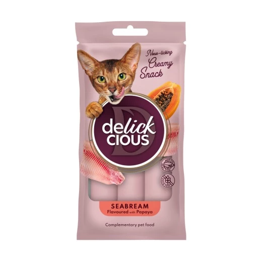 Ласощі для котів Delickcious дорада з додаванням папаї 4 шт х 15 г (4820269141612)
