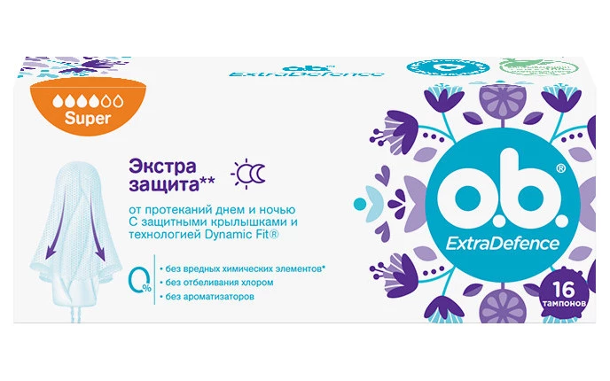 Тампони жіночі гігієнічні o.b. ExtraDefence Super 16