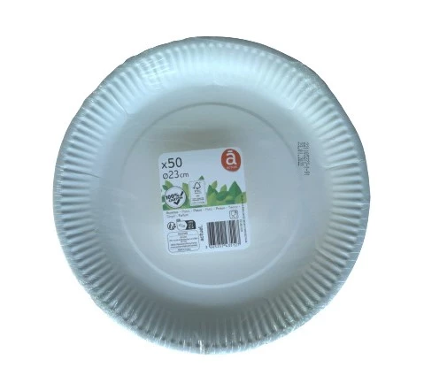 Набір тарілок Auchan картонні, білі, 23 см, 50 шт.