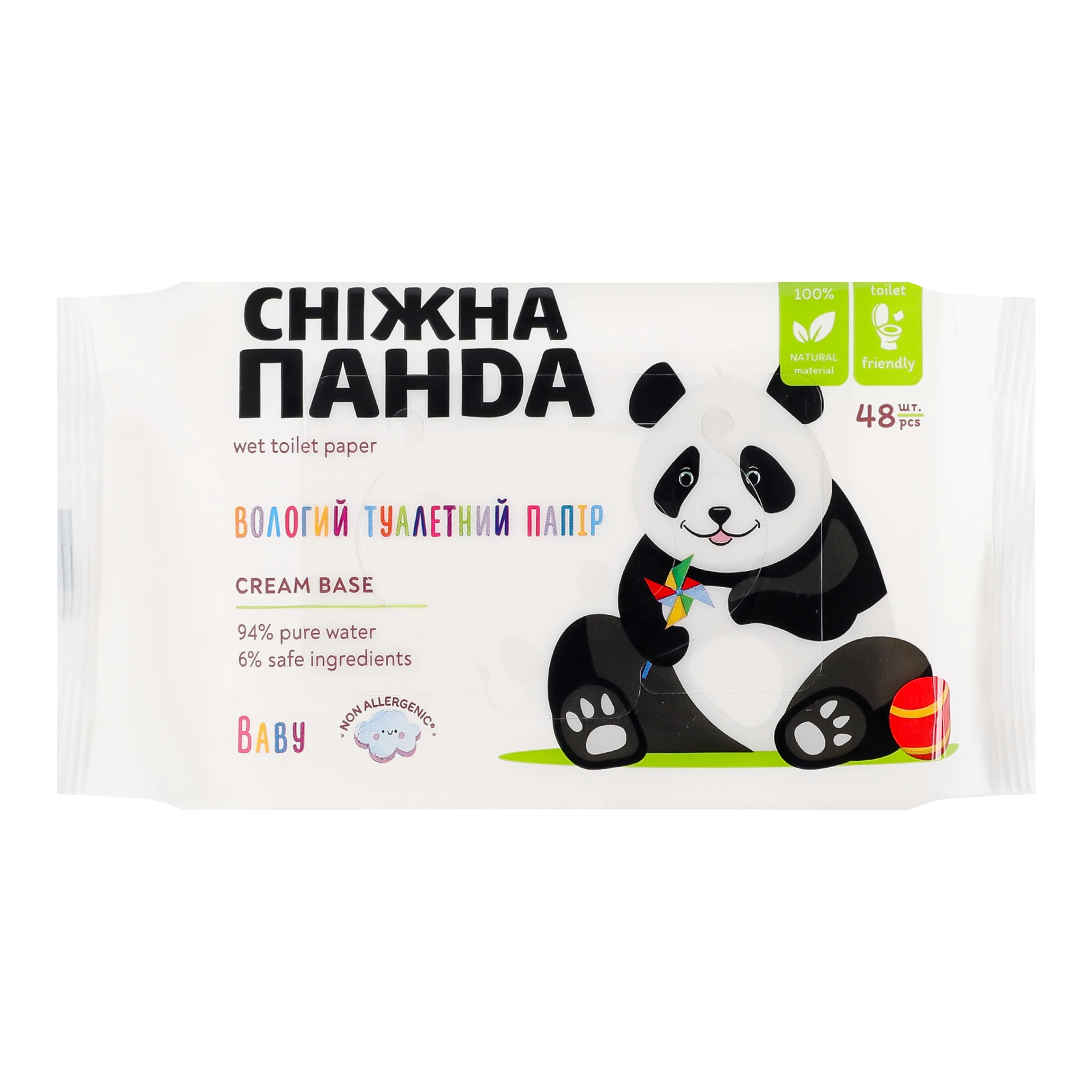 Вологий туалетний папір Сніжна панда Baby 48 шт (4820183972668)