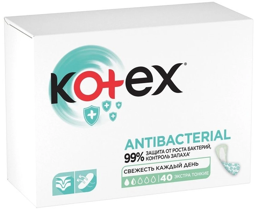 Прокладки щоденні Kotex Antibacterial, 40 шт.