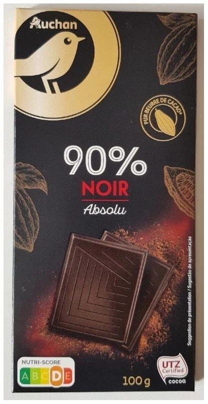 Шоколад чорний Auchan гіркий 90% 100 г (3245678047125)