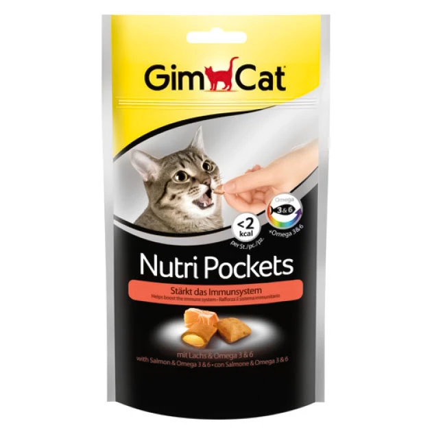 Ласощі для котів GimCat Nutri Pockets Лосось та Омега 3 і Омега 6 60 г (4002064400730)