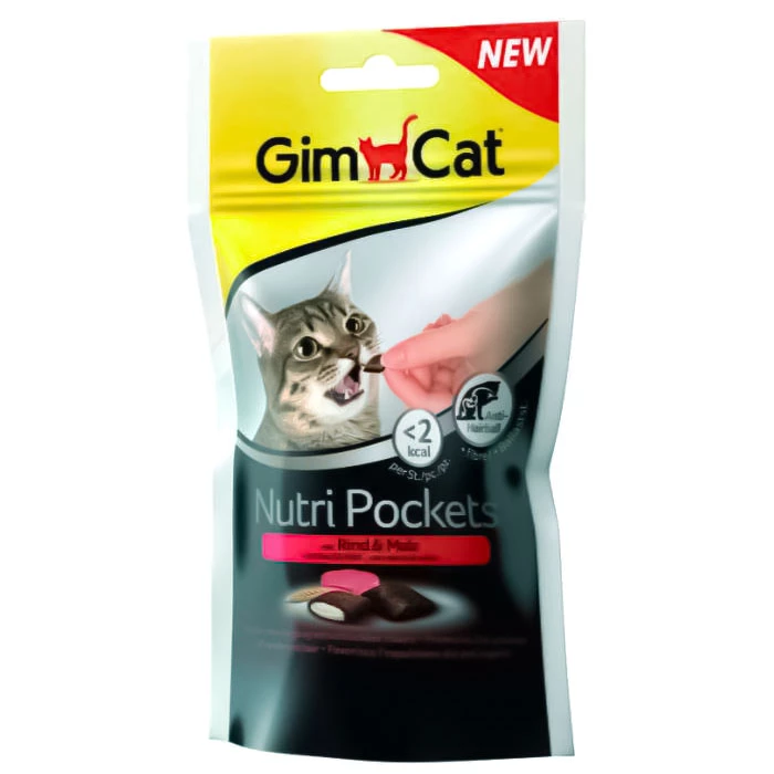 Ласощі для кішок Gimborn GimCat Nutri Pockets Яловичина та Солод (Мальт) 60 г (4002064400747)