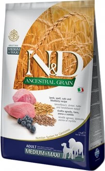 Корм сухий для собак середніх і великих порід Farmina N&D Low Grain Medium & Maxi низькозерновий з ягням та чорницею, 12 кг (156395)