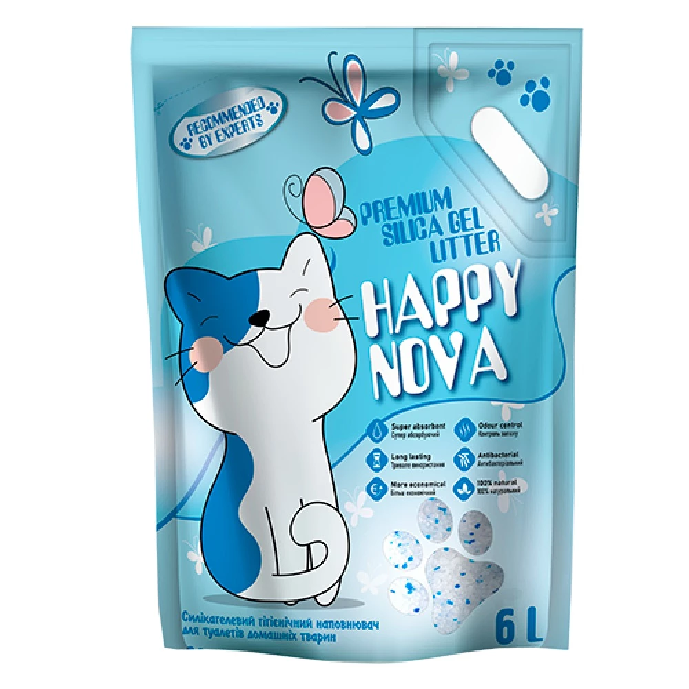 Наповнювач силікагелевий гігієнічний Happy Nova для туалетів домашніх тварин 6 л (4820280220051)