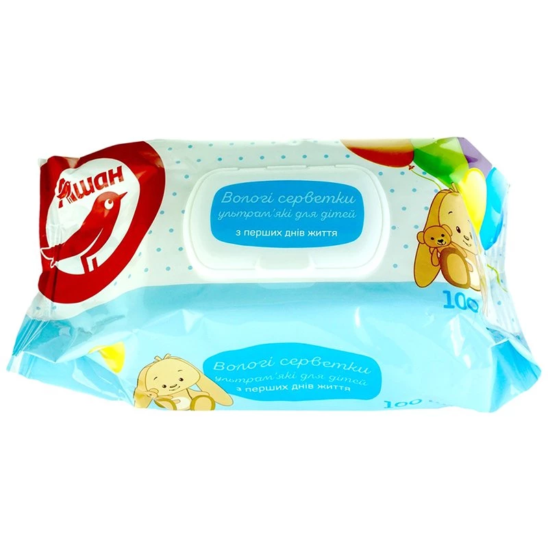Серветки вологі Auchan дитячі, 100 шт.