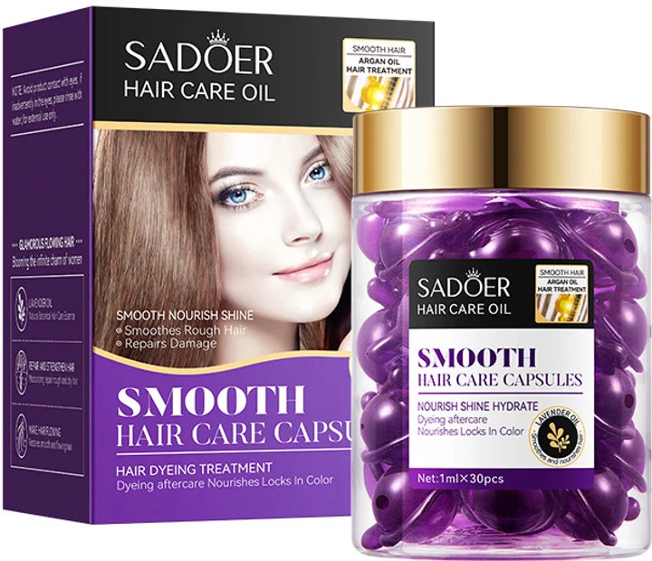 Відновлювальні капсули для волосся Sadoer Argan Oil Lavender Smooth Hair Care Capsules з аргановою та лавандовою олією 1 мл х 30 шт (NO.SD01178)