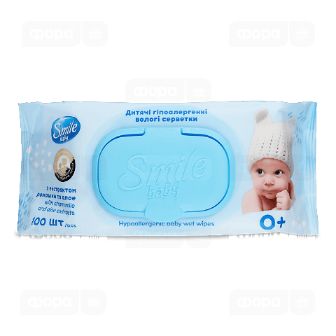 Серветки вологі Smile Baby з екстрактом ромашки та алое