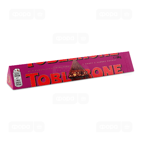Шоколад молочний Toblerone з родзинками й нугою з меду та мигдалю