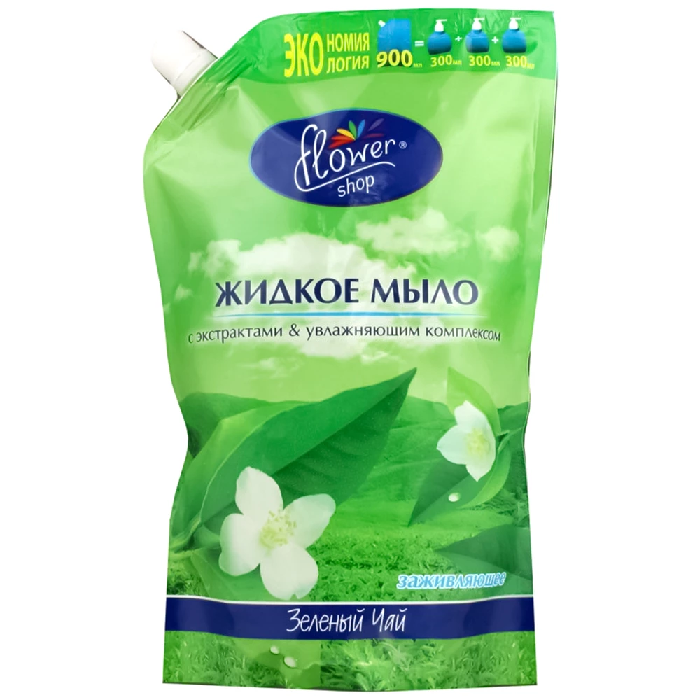 Мило рідке Flower Shop Зелений чай дой-пак 900 м (4820046282491)