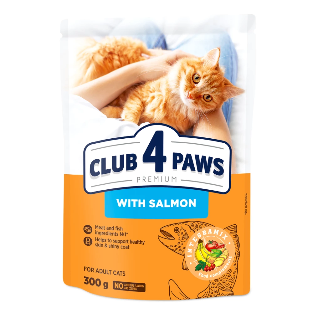Корм сухий для дорослих кішок Club 4 Paws Преміум з лососем 300 г (4820083909221)