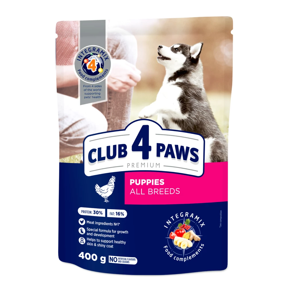 Корм сухий для цуценят усіх порід Club 4 Paws Premium з куркою 400 г (4820083909443)