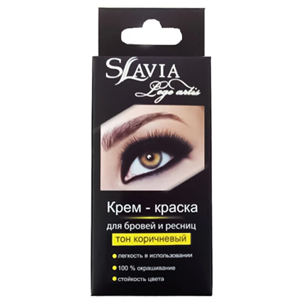 Крем-фарба Славія для брів і вій, тон коричневий