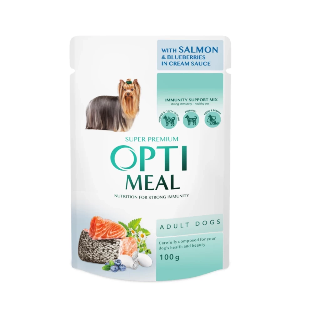 Консервований корм з кроликом та чорницями в соусі для собак OptiMeal Rabbit&Wild Blueberries in Sauce 100 г