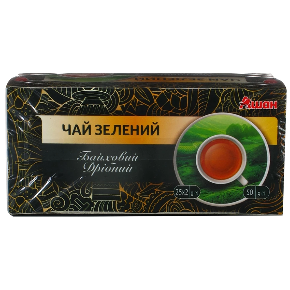 Чай зелений Auchan байховий 2 г х 25 шт (4823090112141)