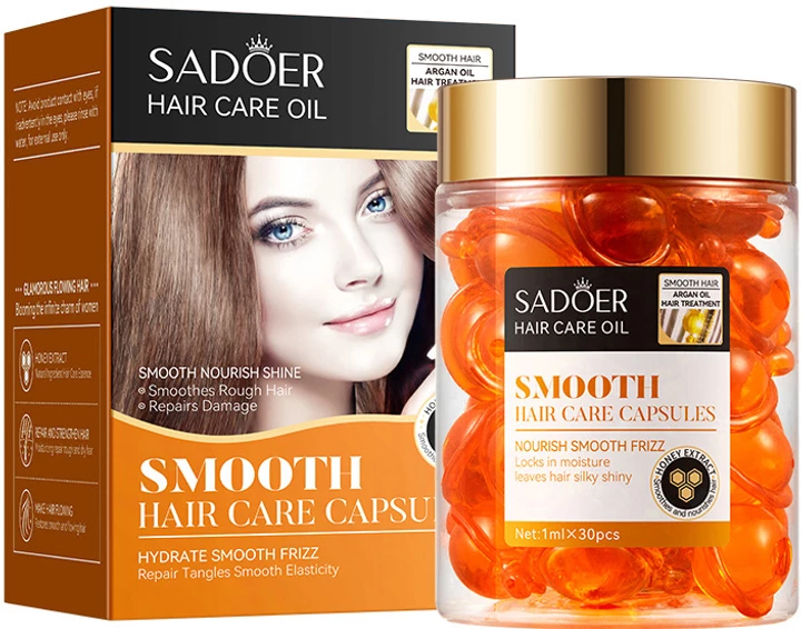 Капсули для гладкості волосся Sadoer Argan Oil Honey Smooth Hair Care Capsules з аргановою олією та медом 1 мл х 30 шт (NO.SD00539)