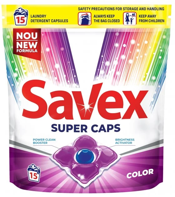 Капсули для прання Savex Super Caps COLOR, 15 шт.