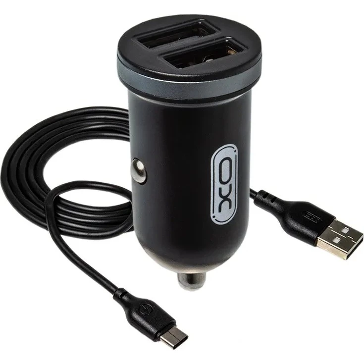 Автомобільний зарядний пристрій XO TZ08 2.1A/2 USB + microUSB Black (XO-TZ-M)