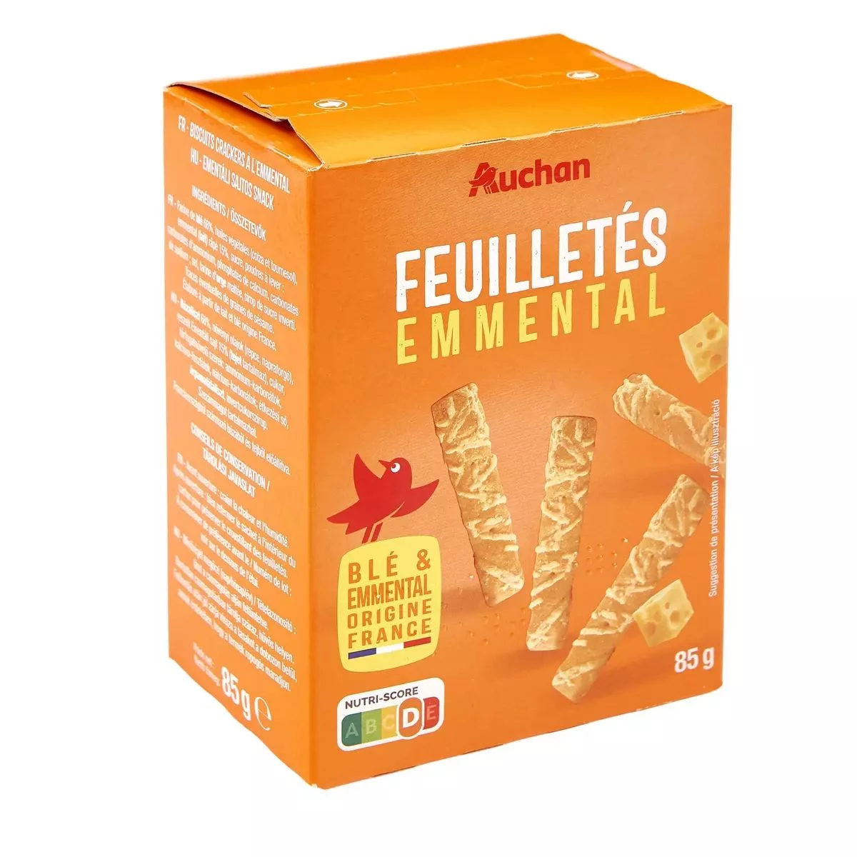 Крекери Auchan зі смаком сиру Ементаль 85 г (3596710457304)