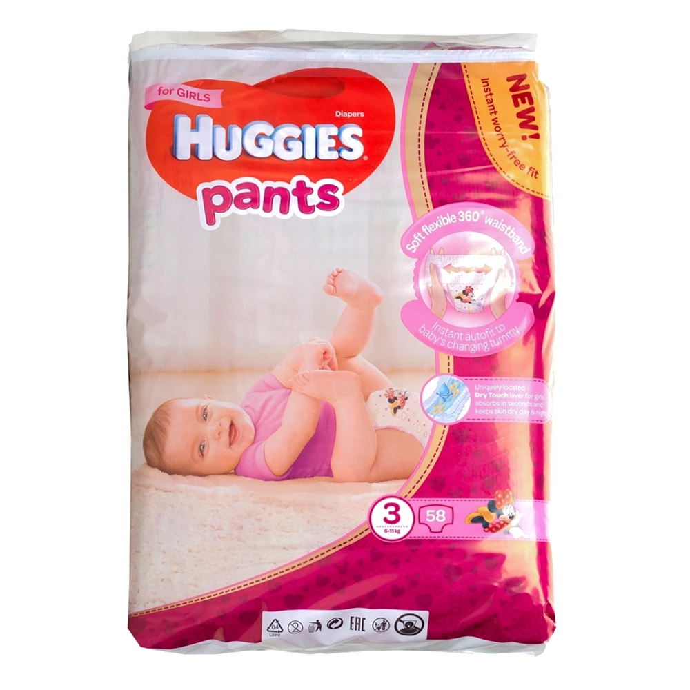 Підгузки для дівчаток Huggies Pants 3, (6-11 кг) 58 шт.